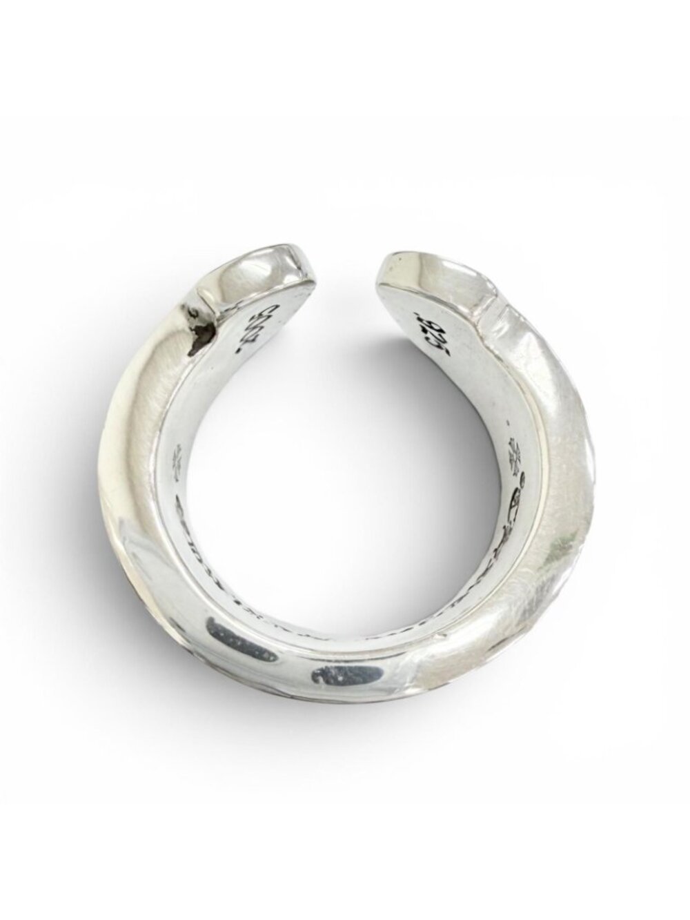 Chrome Hearts Lg Scroll Label Ring 925 Sterling Silver - Gem